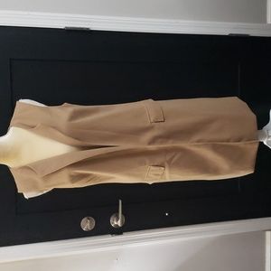 Merona Wool Blend Long Line Tailored Look Open Front Vest Sz 10